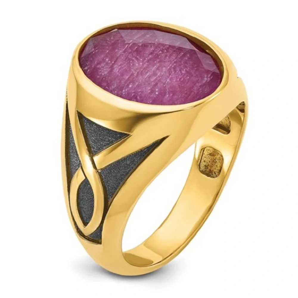 10K Yellow Gold IBGoodman Men’s Ruby Doublet Stone Ring